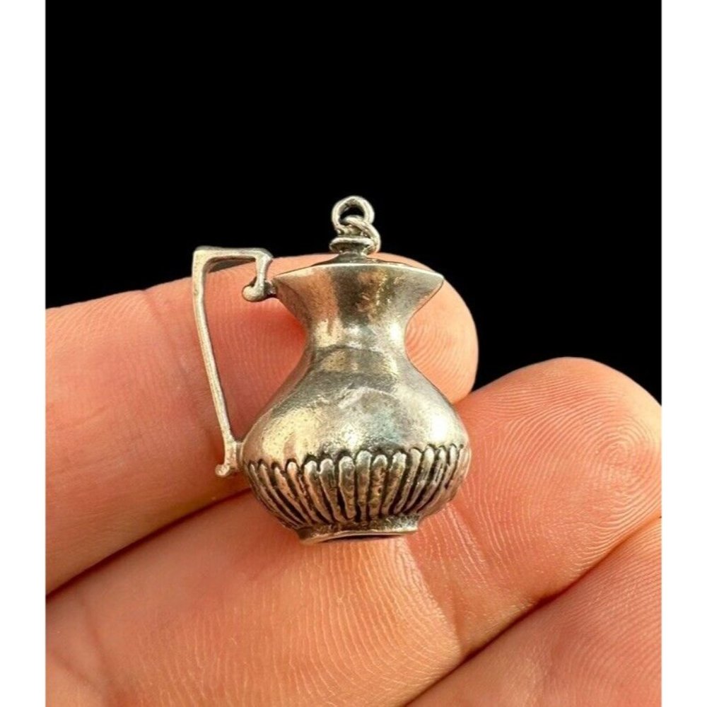 Charm Pendant Signed 925 REO 3D Teapot Sterling Silver Vintage Dangle